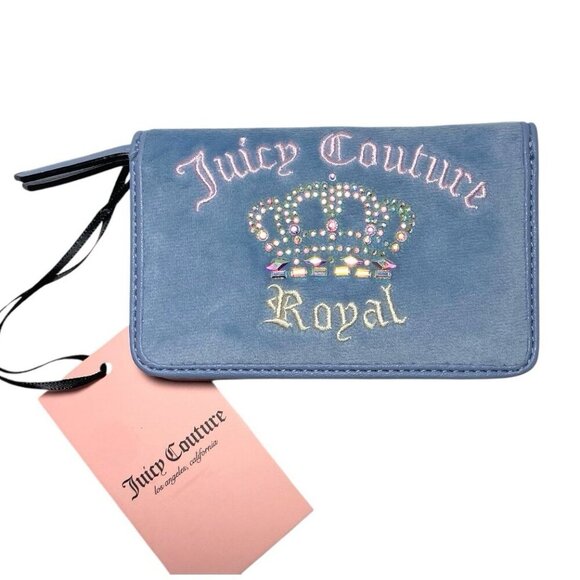 Juicy Couture Dusty Blue Kingdom Elongated Bifold Card Case Wallet NWT - Picture 5 of 7